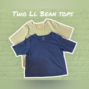L.L. Bean, Bundle of 2 Size 3X, Blue & Mint, Elbow-Sleeve, Jewelneck Tees